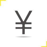 Yen-Zeichen-Symbol. Schlagschatten Japan Zeichen Silhouette Symbol. japanisches Währungssymbol. Yen-Zeichen-Logo-Konzept. Vektor-Japan-Yen-Zeichen isolierte Illustration vektor