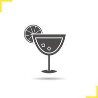 Cocktail-Symbol. Schlagschatten-Alkohol-Cocktail-Getränk-Silhouette-Symbol. alkoholisches getränk glas. Cocktail-Logo-Konzept. Vektor-Alkohol-Cocktail-Getränk isolierte Illustration vektor