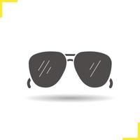 Sonnenbrillen-Symbol. isolierte Sonnenbrille Abbildung. Schlagschatten-Sonnenbrille-Symbol. Sommermode-Accessoire für Herren. Sonnenbrillen-Logo-Konzept. Vektor-Mann-Sonnenbrille. Silhouette Sonnenbrillensymbol vektor