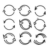 handgezeichnetes Doodle-Pfeilsymbol für doppelten Rückwärtspfeil, Symbol ersetzen, isoliert austauschen vektor