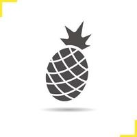 Ananas-Symbol. Schlagschatten-Silhouette-Symbol. Ananas Frucht. isolierte Vektorgrafik vektor