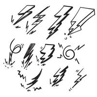 handritad doodle åska blixt ikon illustration i doodle vektor