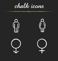 Symbole für Geschlechtssymbole gesetzt. Abbildungen von männlichen und weiblichen Symbolen, Venus- und Mars-Emblemen. Mann und Frau isolierte Vektortafelzeichnungen vektor