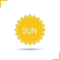 Sonne-Aufkleber-Symbol. Schlagschatten-Silhouette-Symbol. Sonnenabzeichen. isolierte Vektorgrafik vektor