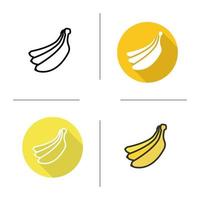 Bananen-Symbol. flaches Design, lineare und Farbstile. bündel bananen isolierte vektorillustrationen vektor