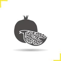 granatäpple ikon. skugga siluett symbol. granat frukt vektor isolerade illustration