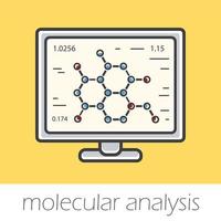 ämne molekylär struktur forskning färgikon. kemiskt vetenskapligt projekt. vektor isolerade illustrationer