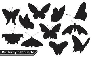 Sammlung von Schmetterlingssilhouetten in verschiedenen Posen vektor