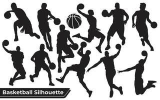 Sammlung von schwarzen Basketballspieler-Silhouetten vektor