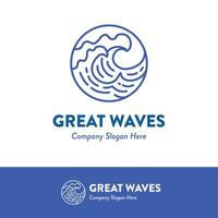 großartig Wellen Surfen Logo Design Illustration vektor