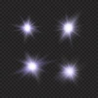 Fackeln, Funkeln, Sterne, violette Vektorlichteffekte vektor