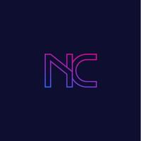 NC-Buchstaben-Logo, Liniendesign vektor