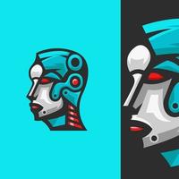 cyborg head maskot modern logotyp vektor