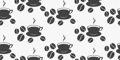 kaffekopp med kaffeböna mönster bakgrund. vektor
