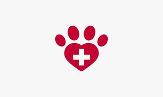 sjukvård hjärta djur fotavtryck logotyp. kreativ ikon. vektor illustration.