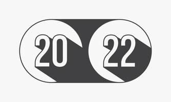 20 22 mit dem Schattendesignvektor lokalisiert auf weißem Hintergrund. vektor