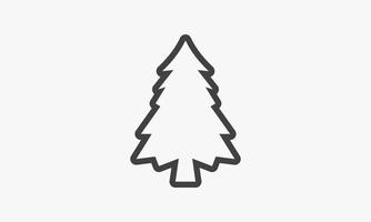 Liniensymbol einfacher Weihnachtsbaum isoliert auf weißem Hintergrund. vektor