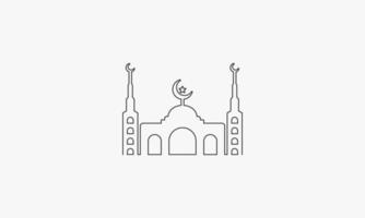 Liniensymbol Moschee isoliert auf weißem Hintergrund. vektor
