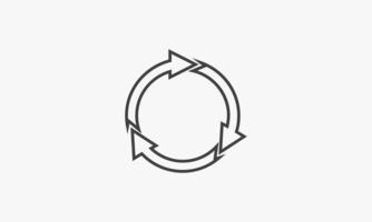 Liniensymbol Kreispfeil recyceln isoliert auf weißem Hintergrund. vektor