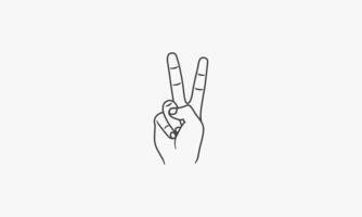 Liniensymbol Geste zwei Finger Frieden auf weißem Hintergrund. vektor