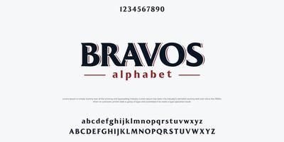 Bravos elegante Alphabet Buchstaben Schriftart und Nummer. klassische beschriftungsdesigns vektorillustration vektor