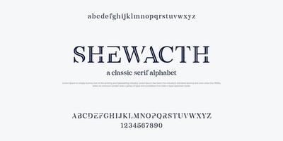 Shewacth klassische Typografie-Schriftart-Alphabet-Design-Vektor-Illustration. vektor