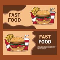 Flache Illustration von Fast Food, Banner, Marketing und für Print, App, Web, Werbung usw vektor