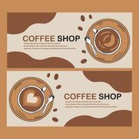 platt illustration av kaffe, banderoll, marknadsföring och butik som används för tryck, app, webb, reklam etc vektor