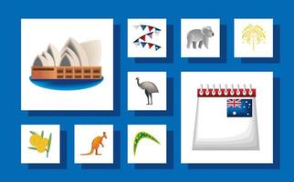 Australien dag ikoner vektor