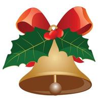 Weihnachtsglocke. Vektor-Illustration der goldenen metallischen Glocke mit roter Schleife auf weißem Hintergrund vektor