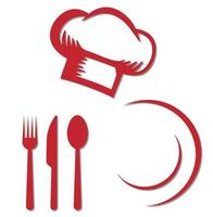 rote Küchenchef-Design-Logo-Vorlage. chef restaurant logo Stockillustrationen