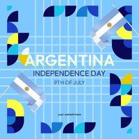 Argentinien Unabhängigkeit Tag Banner im modern geometrisch Stil. Platz Banner zum Webseite und Sozial mit Typografie. Hintergrund zum National Urlaub Feier. glücklich Unabhängigkeit Tag von Argentinien vektor