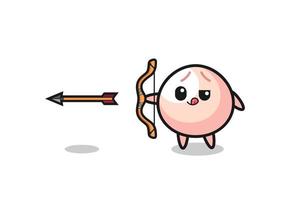 Illustration von Meatbun-Charakter beim Bogenschießen vektor