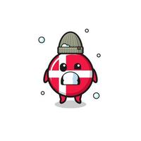 süße Cartoon-Dänemark-Flagge mit zitterndem Ausdruck vektor