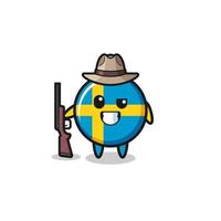 Maskottchen des schwedischen Flaggenjägers mit einer Waffe vektor