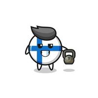 finlands flagga maskot lyft kettlebell i gymmet vektor