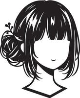 japanisch Mädchen Frisur schwarz vektor