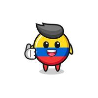 Kolumbien Flagge Maskottchen macht Daumen hoch Geste vektor