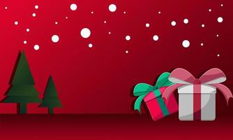 Weihnachtstag Hintergrund mit Geschenkbox und Weihnachtsbaum und Kopienraum. geeignet, um Inhalte mit Weihnachtsmotiven zu platzieren. vektor
