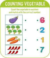 matematisk spelmall med att räkna grönsaker vektor