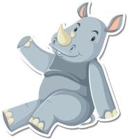 Nashorn sitzende Cartoon-Figur Sticker vektor