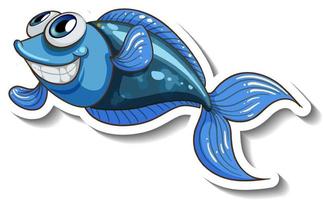 havsdjur tecknad klistermärke med söta fiskar vektor