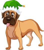Boxerhund mit Weihnachtsmütze vektor