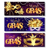mardi gras med mask banner vektor