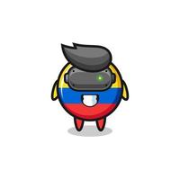 söt colombia flagga med vr headset vektor