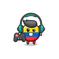 colombia flagga gamer maskot som håller en spelkontroll vektor