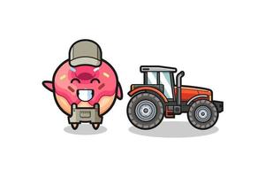 munkbondens maskot som står bredvid en traktor vektor