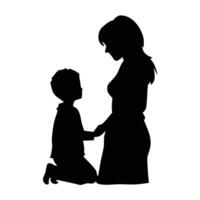 ein Mutter und ihr Sohn sind abspielen romantisch Moment Silhouette vektor