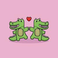 krokodil paar valentinstag vektor