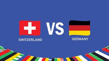 schweiz och Tyskland match flagga band europeisk nationer fotboll 2024 abstrakt design lag länder symbol logotyp illustration vektor